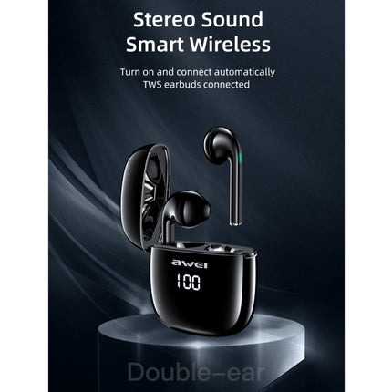 awei T28P Bluetooth V5.0 TWS Ture Wireless Sports LED Display Headset with Charging Case