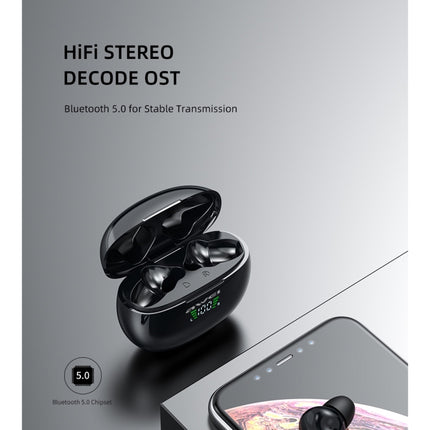 awei T15P Bluetooth V5.0 TWS Ture Wireless Sports LED Display Headset with Charging Case, T15P