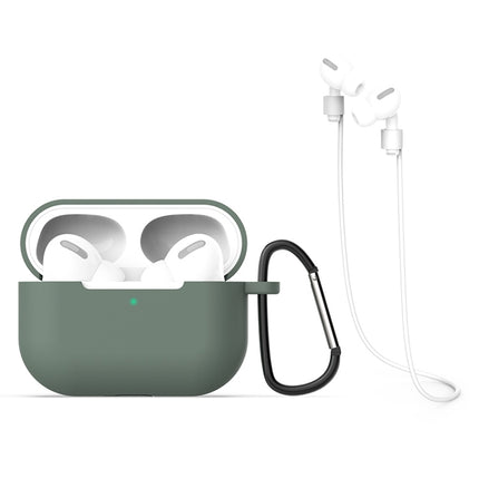 Estuche protector de silicona 3 en 1 para auriculares AirPods Pro + gancho + juego de cuerda antipérdida