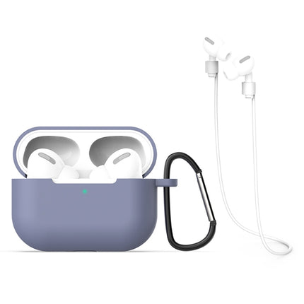 Estuche protector de silicona 3 en 1 para auriculares AirPods Pro + gancho + juego de cuerda antipérdida