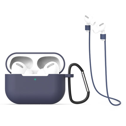 Estuche protector de silicona 3 en 1 para auriculares AirPods Pro + gancho + juego de cuerda antipérdida