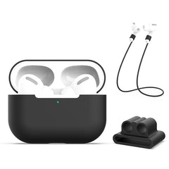 Estuche protector de silicona para auriculares AirPods Pro 3 en 1 + hebilla para auriculares + juego de cuerda antipérdida