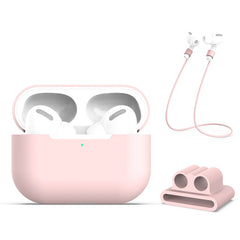 Estuche protector de silicona para auriculares AirPods Pro 3 en 1 + hebilla para auriculares + juego de cuerda antipérdida