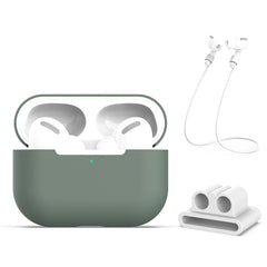 Estuche protector de silicona para auriculares AirPods Pro 3 en 1 + hebilla para auriculares + juego de cuerda antipérdida