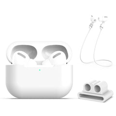 Estuche protector de silicona para auriculares AirPods Pro 3 en 1 + hebilla para auriculares + juego de cuerda antipérdida