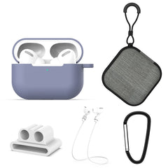 For AirPods Pro 5 in 1 Silicone Earphone Protective Case + Earphone Bag + Earphones Buckle + Hook + Anti-lost Rope Set, For AirPods Pro