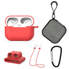 For AirPods Pro 5 in 1 Silicone Earphone Protective Case + Earphone Bag + Earphones Buckle + Hook + Anti-lost Rope Set, For AirPods Pro