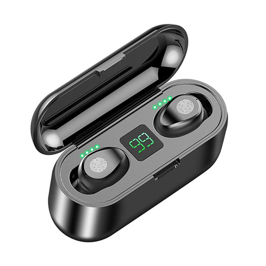 F9 TWS V5.0 Touch Control Binaural Wireless Bluetooth Headset with Charging Case and Digital Display, F9