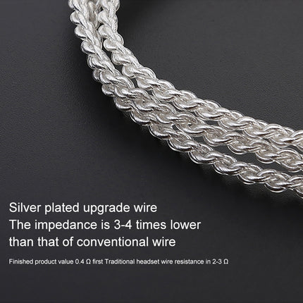 TRN Silver Plated Upgrade Cable Headphones Cable with A2DC Connection for TRN V10 V20 Earphone, A2DC