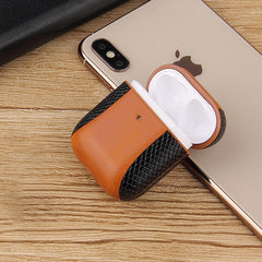 Colour-matching Flip-over Leather Earphones Shockproof Protective Case for Apple AirPods 1 / 2