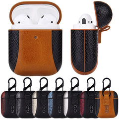 Colour-matching Flip-over Leather Earphones Shockproof Protective Case for Apple AirPods 1 / 2