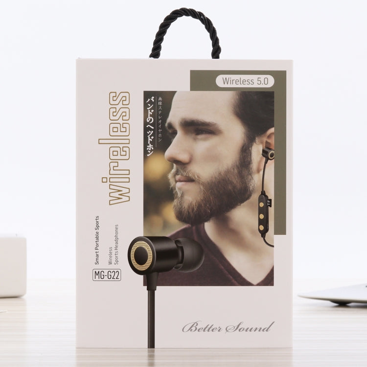 Auriculares Bluetooth V5.0 con absorción magnética para deportes portátiles MG-G22, compatible con tarjeta TF