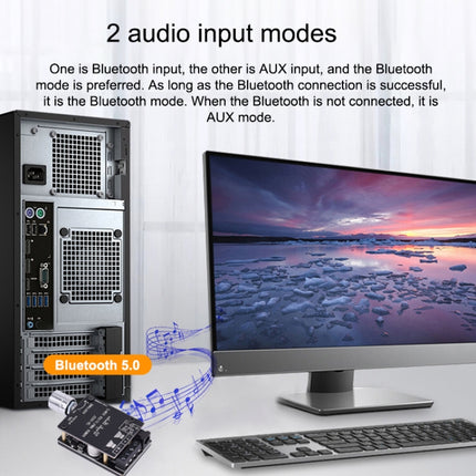 ZK-502L Bluetooth 5.0 12/24V Wireless Stereo Audio Digital Power Amplifier Board 50Wx2 Bluetooth Amp Amplificador, without Shell, ZK-502L without Shell