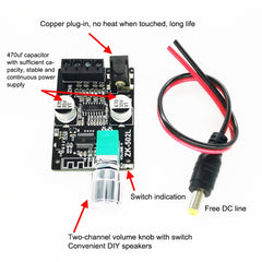 ZK-502L Bluetooth 5.0 12/24V Wireless Stereo Audio Digital Power Amplifier Board 50Wx2 Bluetooth Amp Amplificador, with Shell, ZK-502L with Shell