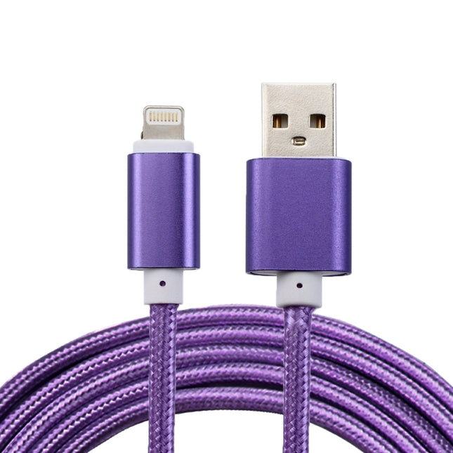 Cable de datos/cargador de 2 m con cabeza de metal de estilo tejido, 84 núcleos y 8 pines a USB 2.0