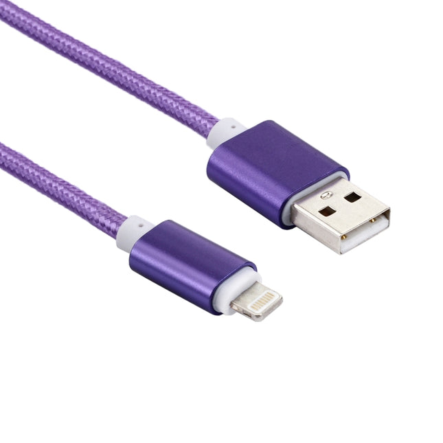 Cable de datos/cargador de 2 m con cabeza de metal de estilo tejido, 84 núcleos y 8 pines a USB 2.0