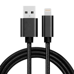 3A Woven Style Metal Head 8 Pin to USB Charge Data Cable, Cable Length: 1m, 1m 8 Pin