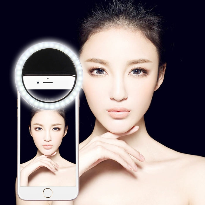 Charging Selfie Beauty Light For iPhone, Galaxy, Huawei, Xiaomi, LG, HTC and Other Smart Phones with Adjustable Clip & USB Cable