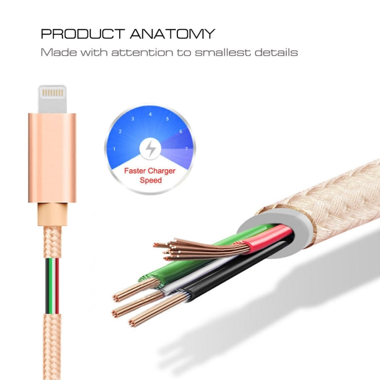 Cable de datos/cargador USB de 8 pines con cabezal de metal tejido de 3 m y 3 A, 3 m y 8 pines