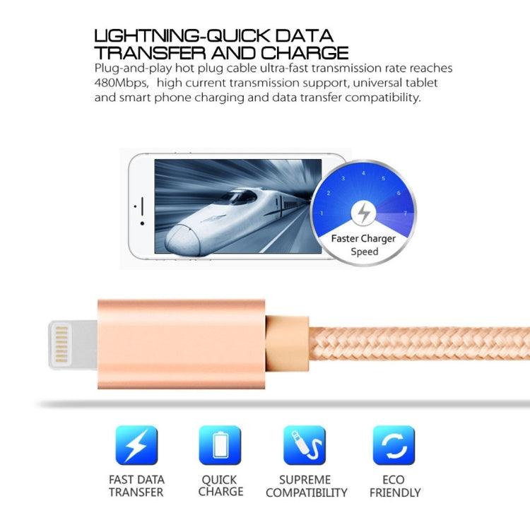 Cable de datos/cargador USB de 8 pines con cabezal de metal tejido de 3 m y 3 A, 3 m y 8 pines