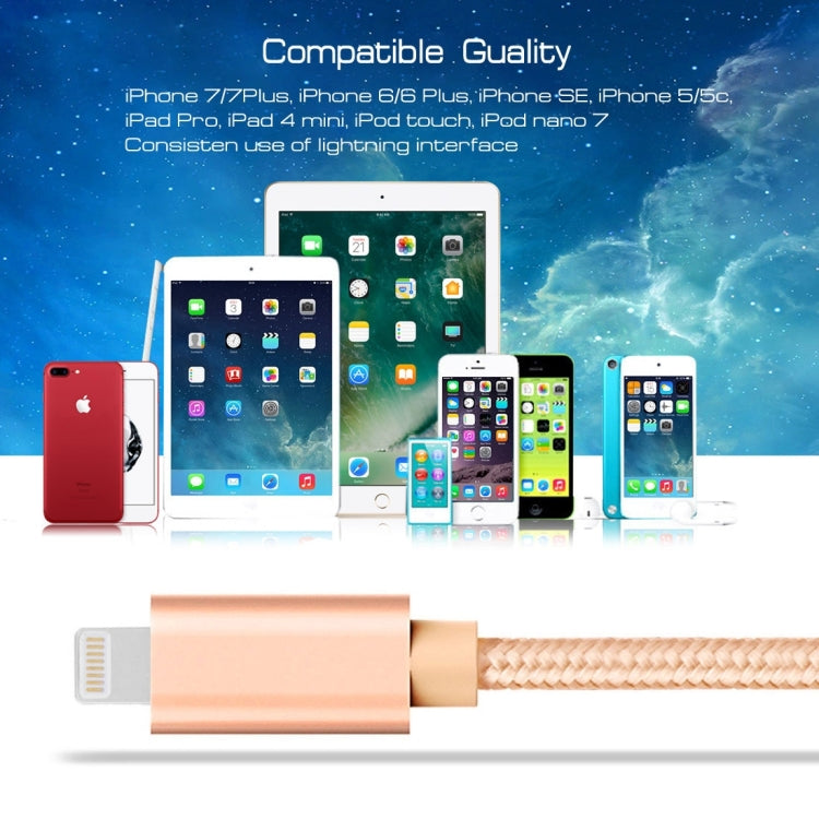 Cable de datos/cargador USB de 8 pines con cabezal de metal tejido de 3 m y 3 A, 3 m y 8 pines