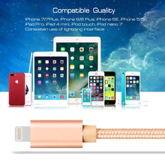 3m 3A Woven Style Metal Head 8 Pin to USB Data / Charger Cable, 3m 8 Pin