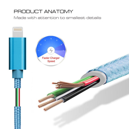 3 m 3A gewebtes Metallkopf-8-Pin-auf-USB-Daten-/Ladekabel, 3 m, 8-Pin