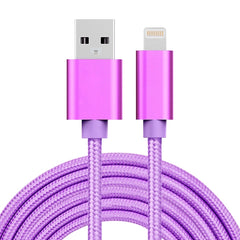 3m 3A Woven Style Metal Head 8 Pin to USB Data / Charger Cable, 3m 8 Pin