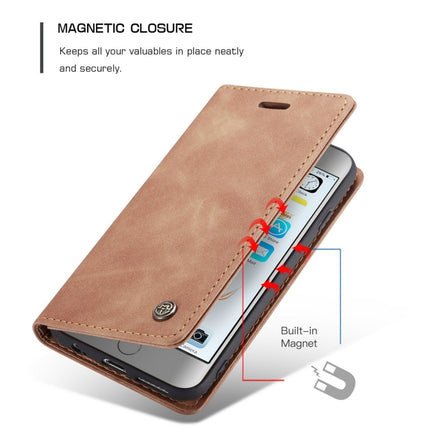 CaseMe-013 Funda de cuero multifuncional con tapa horizontal esmerilada retro para iPhone 6/6s, con ranura para tarjetas, soporte y billetera, para iPhone 6/6s