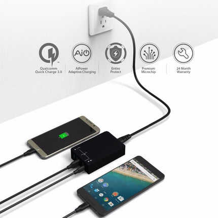 Q8118 1 Quick Charge 3.0 + 4 Smart Identification USB + 1 USB-C / Typ-C 3.1 Desktop-USB-Ladegerät