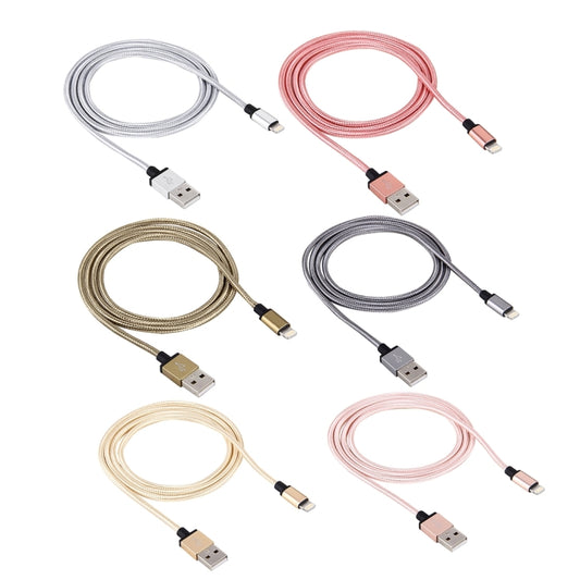 1m Woven Style Metal Head 58 Cores 8 Pin to USB 2.0 Data / Charger Cable