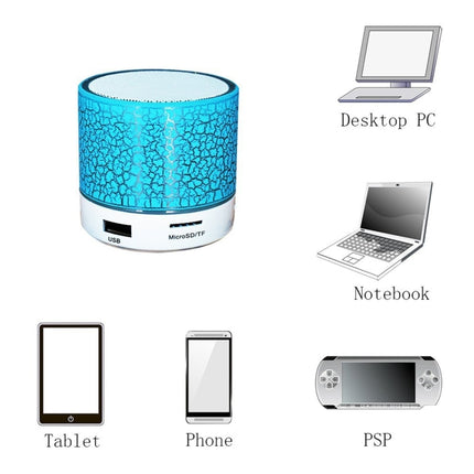 Mini altavoz estéreo portátil A9 con Bluetooth, luz LED, micrófono incorporado, compatible con llamadas manos libres y tarjeta TF