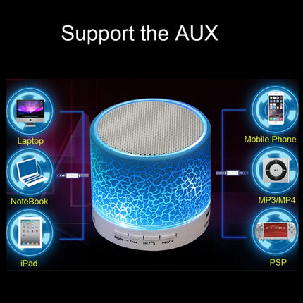 Mini altavoz estéreo portátil A9 con Bluetooth, luz LED, micrófono incorporado, compatible con llamadas manos libres y tarjeta TF