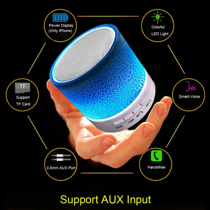 Mini altavoz estéreo portátil A9 con Bluetooth, luz LED, micrófono incorporado, compatible con llamadas manos libres y tarjeta TF