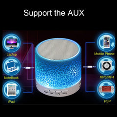 A9 Mini Portable Glare Crack Bluetooth Stereo Speaker with LED Light, Built-in MIC, Support Hands-free Calls & TF Card