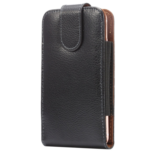 5.7 inch Litchi Texture Vertical Flip Upright Genuine Leather Case / Waist Bag with Rotatable Back Splint for iPhone 7 & 6s Plus & 6 Plus, Galaxy Note 5 & Note 4 & S6 Edge+ & A9 & A8, etc