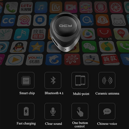 QCY J11 Auriculares inalámbricos universales con Bluetooth 4.1 y micrófono para teléfonos inteligentes u otros dispositivos Bluetooth, distancia efectiva de Bluetooth: 10 m