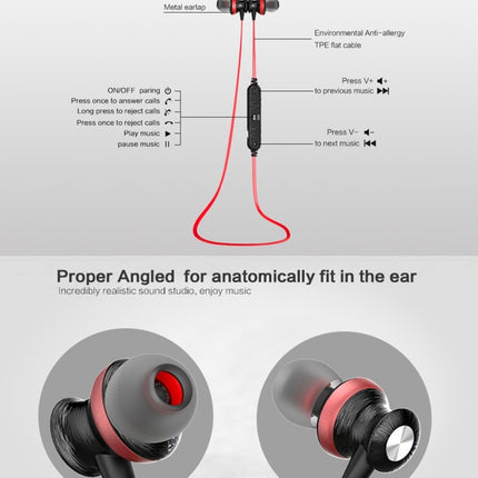 AWEI A980BL Wireless Sport Magnetic Bluetooth Earphone with Wire Control , Support Handfree Call