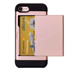 For  iPhone 8 & 7  Slide Style TPU + PC Combination Case with Card Slot