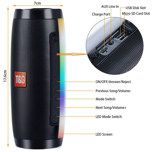 T&amp;G TG157 Bluetooth 4.2 Mini tragbarer kabelloser Bluetooth-Lautsprecher mit Melodie, bunten Lichtern