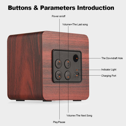 Q1 Tragbarer Mini-Bluetooth-Lautsprecher aus Holz mit Mega-Bass