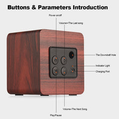 Altavoz Bluetooth inalámbrico portátil de madera mini Q1 Mega Bass