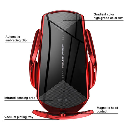 Q2 15W Universal Rotation Infrared Induction Magnetic Car Wireless Charging Mobile Phone Holder with Micro USB + 8 Pin + Type-C / USB-C Magnetic Connector, Q2 Black, Q2 Blue, Q2 Red, Q2 Silver