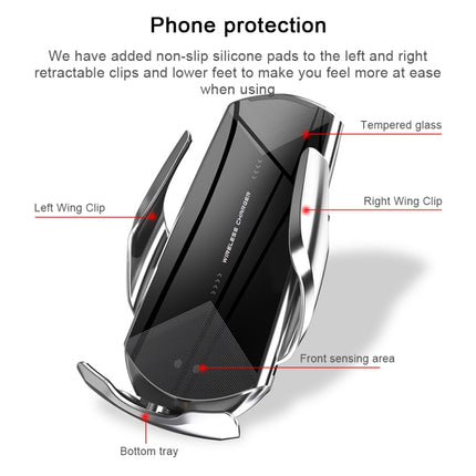 Q2 15W Universal Rotation Infrared Induction Magnetic Car Wireless Charging Mobile Phone Holder with Micro USB + 8 Pin + Type-C / USB-C Magnetic Connector, Q2 Black, Q2 Blue, Q2 Red, Q2 Silver