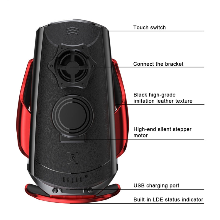 Q2 15W Universal Rotation Infrared Induction Magnetic Car Wireless Charging Mobile Phone Holder with Micro USB + 8 Pin + Type-C / USB-C Magnetic Connector