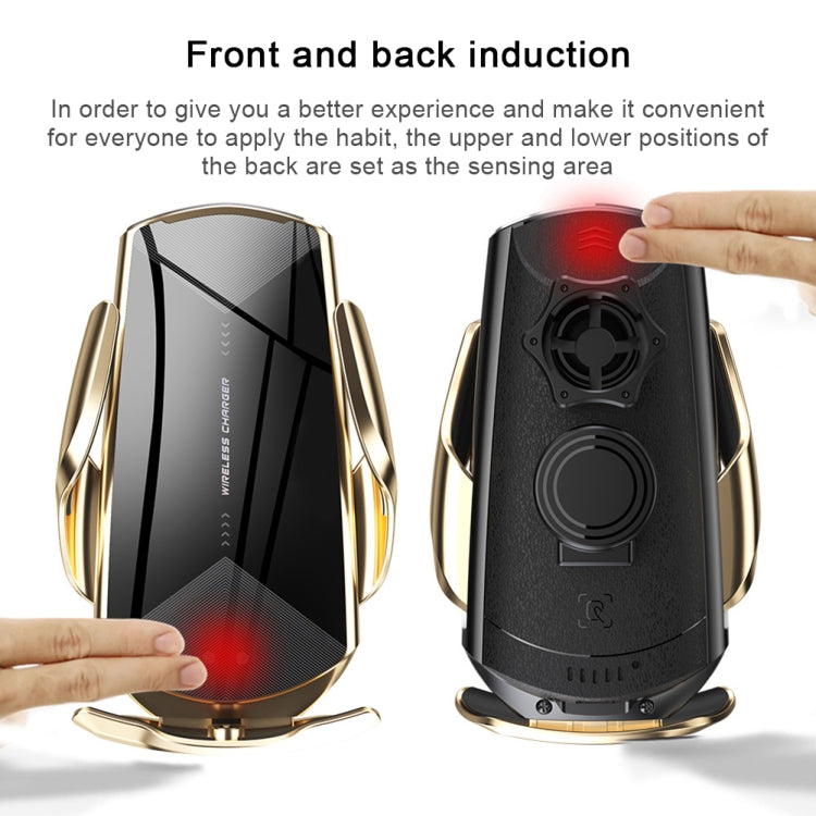 Q2 15W Universal Rotation Infrared Induction Magnetic Car Wireless Charging Mobile Phone Holder with Micro USB + 8 Pin + Type-C / USB-C Magnetic Connector