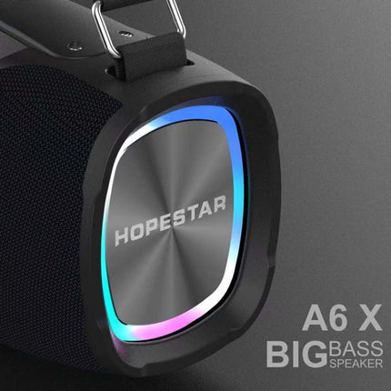 HOPESTAR A6X TWS Portable Outdoor Bluetooth Speaker with Colorful Music Lights, Support Power Bank & Hands-free Call & U Disk & TF Card & 3.5mm AUX
