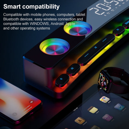 SOAIY SH39 Colorful Spectrum Lighting Effect + Mechanical Buttons + Clock Alarm + Battery Desktop Home Gaming Bluetooth Speaker