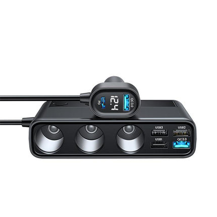 Cargador de coche con pantalla digital JOYROOM JR-CL06 9 en 1, 154 W, PD, USB-C/Tipo-C + USB QC3.0 dual + 3 USB + 3 orificios para encendedor de cigarrillos, JR-CL06