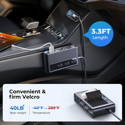 JOYROOM JR-CL06 9 in 1 210W PD USB-C / Type-C + Dual QC3.0 USB + 3 USB + 3 Cigarette Lighter Holes Digital Display Car Charger, JR-CL06